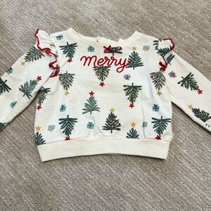 Merry Christmas Kids Sweater - White with Festive Print